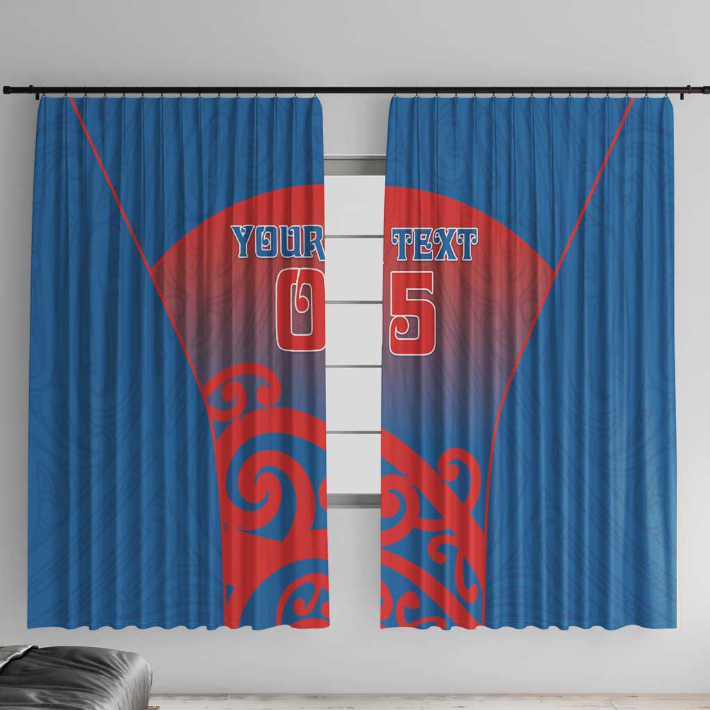 Custom St Joseph's Maori Girls' College Window Curtain Maori Koru Pattern LT05 With Hooks Blue - Polynesian Pride