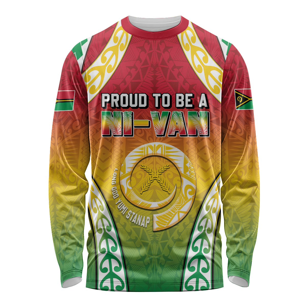 Personalised Vanuatu Long Sleeve Shirt Proud To Be A Ni-Van With Tribal Pattern LT05 Unisex Reggae - Polynesian Pride