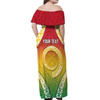 Personalised Vanuatu Off Shoulder Maxi Dress Proud To Be A Ni-Van With Tribal Pattern LT05 - Polynesian Pride