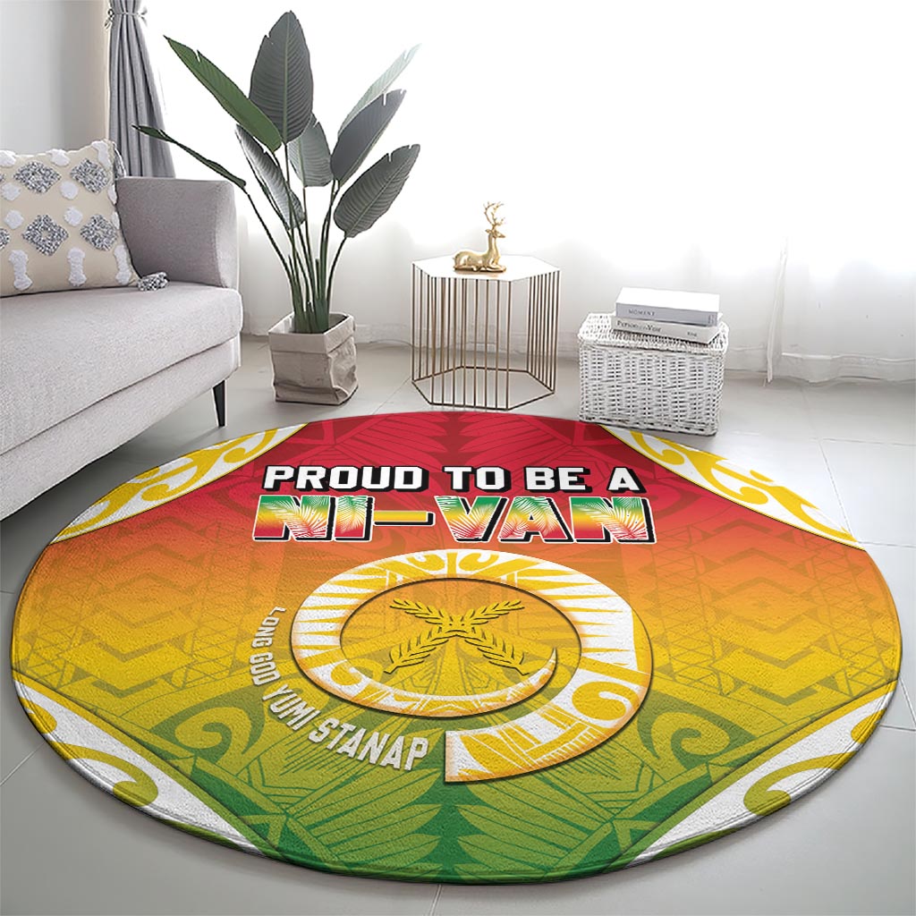 Vanuatu Round Carpet Proud To Be A Ni-Van With Tribal Pattern LT05 - Polynesian Pride