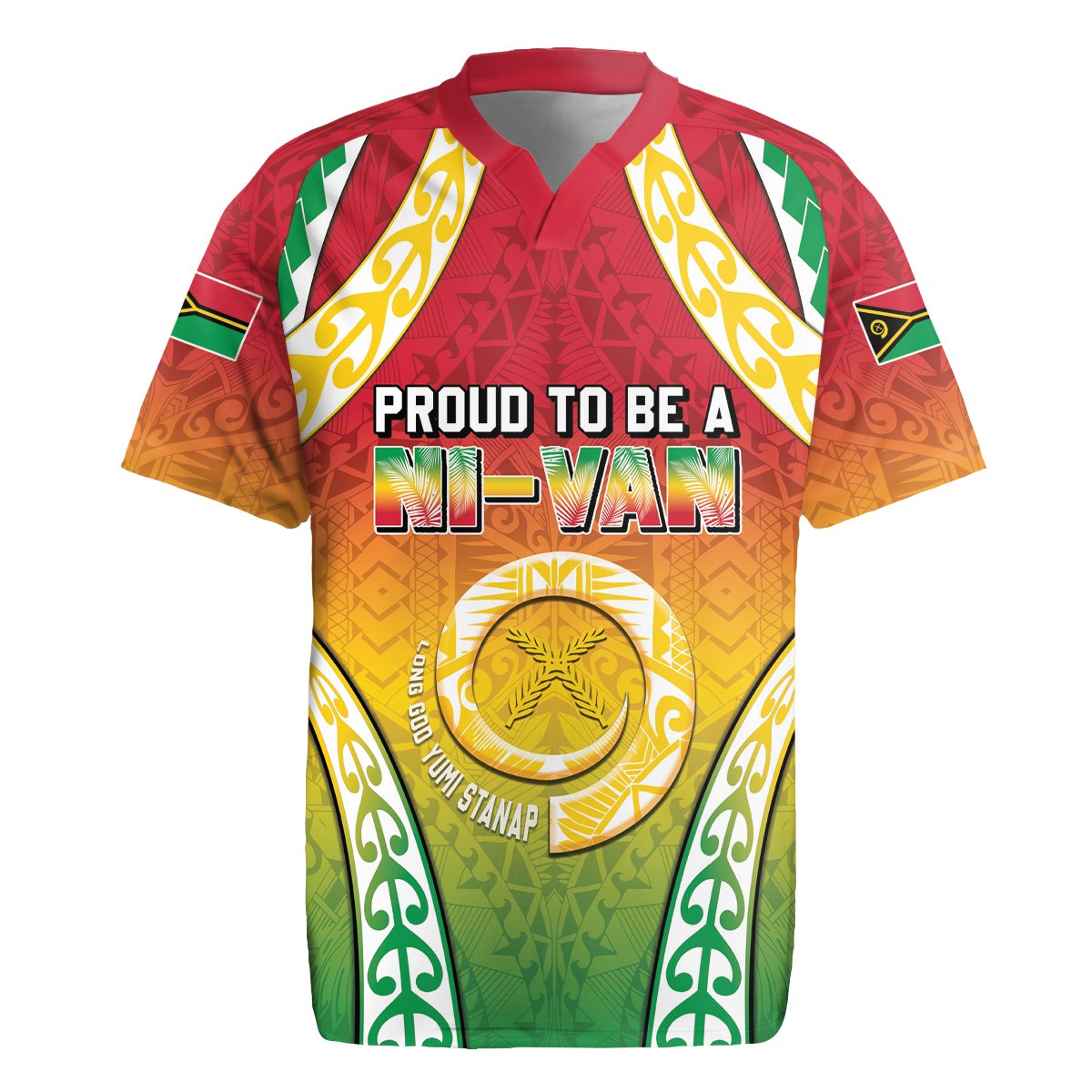 Personalised Vanuatu Rugby Jersey Proud To Be A Ni-Van With Tribal Pattern LT05 Reggae - Polynesian Pride