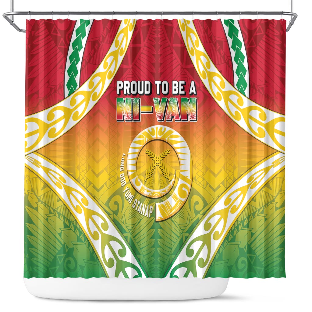 Vanuatu Shower Curtain Proud To Be A Ni-Van With Tribal Pattern LT05 Reggae - Polynesian Pride