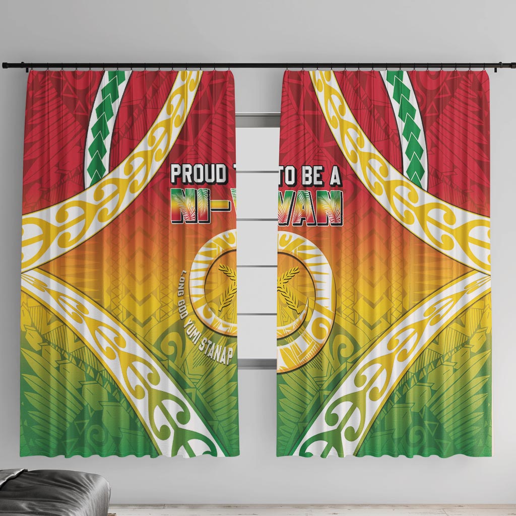 Vanuatu Window Curtain Proud To Be A Ni-Van With Tribal Pattern LT05 With Hooks Reggae - Polynesian Pride