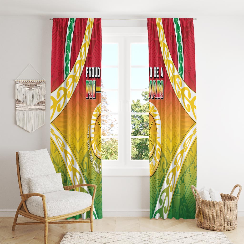 Vanuatu Window Curtain Proud To Be A Ni-Van With Tribal Pattern LT05 - Polynesian Pride