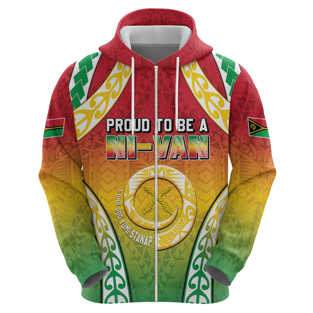 Personalised Vanuatu Zip Hoodie Proud To Be A Ni-Van With Tribal Pattern LT05 - Polynesian Pride