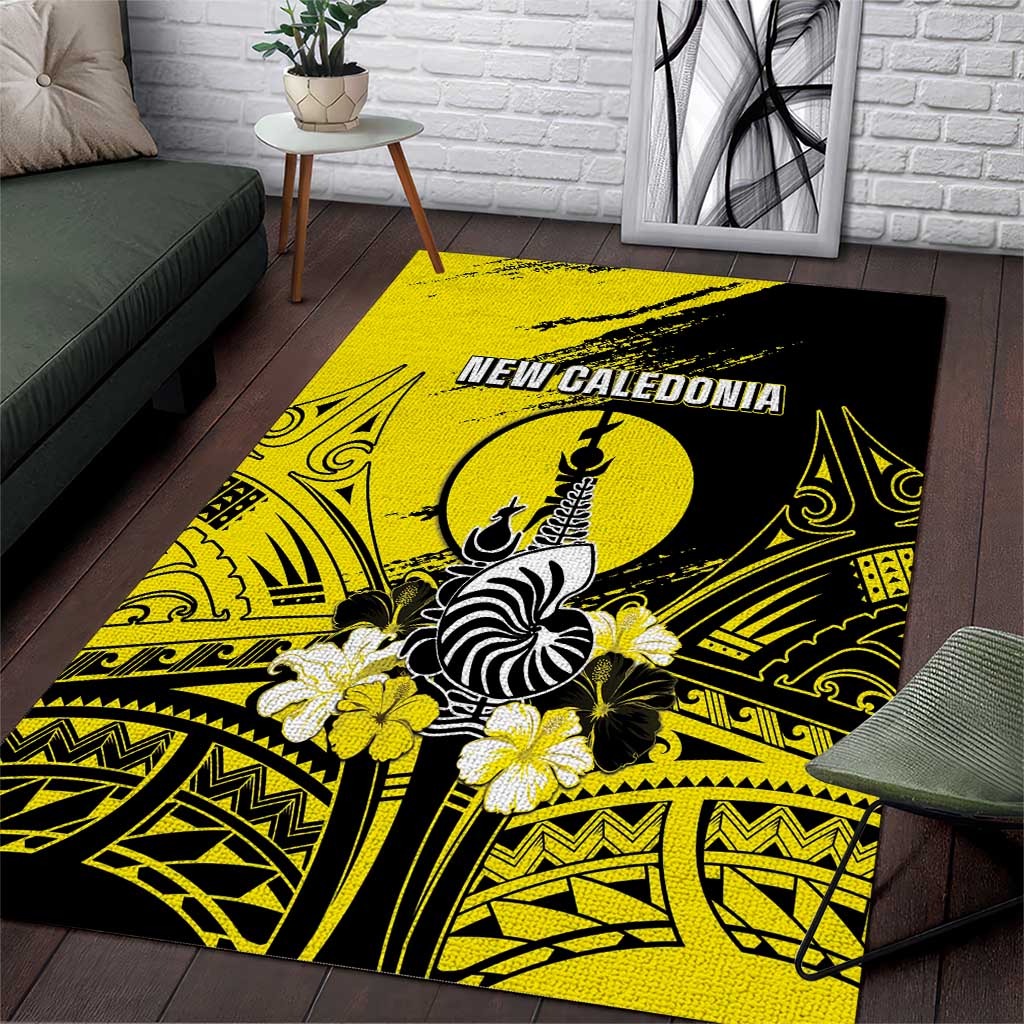 New Caledonia Day Area Rug Kanaky Flag Coat Of Arms Polynesian Pattern