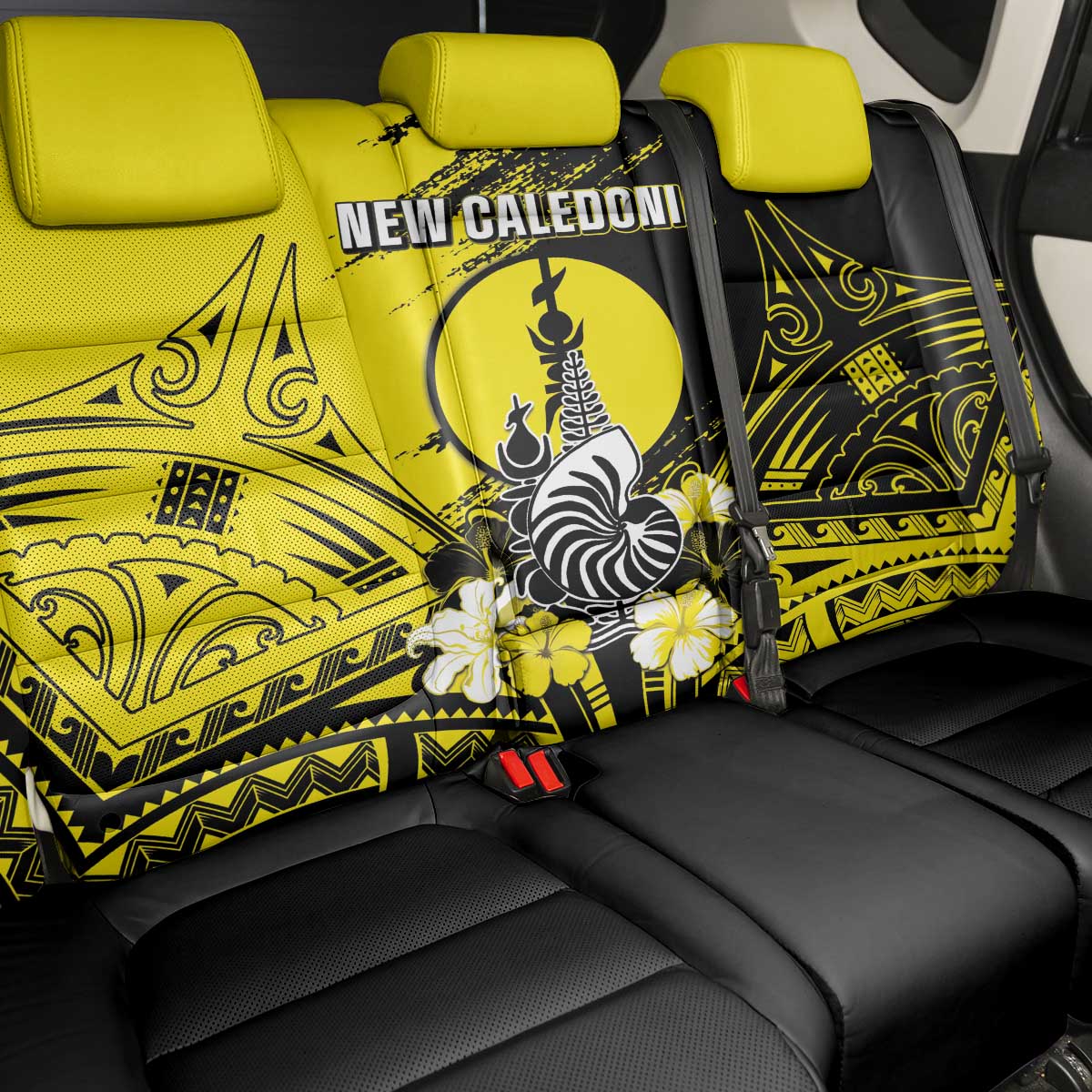 New Caledonia Day Back Car Seat Cover Kanaky Flag Coat Of Arms Polynesian Pattern LT05 - Polynesian Pride