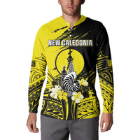 Personalised New Caledonia Day Button Sweatshirt Kanaky Flag Coat Of Arms Polynesian Pattern LT05 - Polynesian Pride