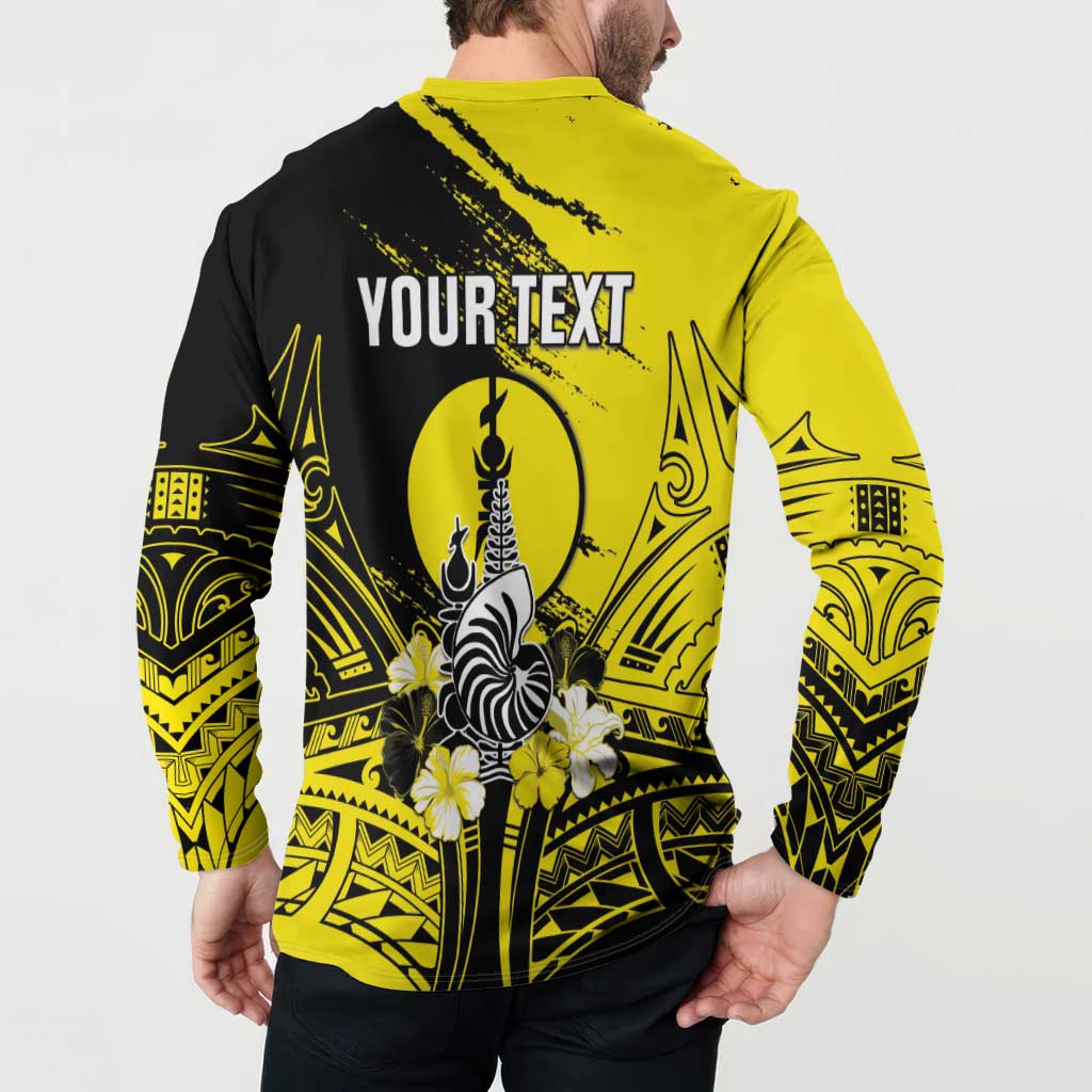 Personalised New Caledonia Day Button Sweatshirt Kanaky Flag Coat Of Arms Polynesian Pattern LT05 - Polynesian Pride