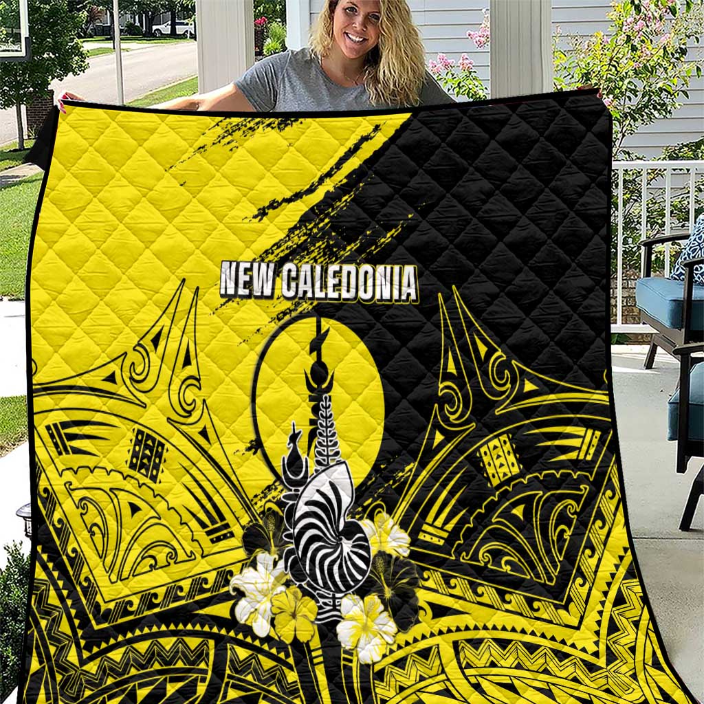 New Caledonia Day Quilt Kanaky Flag Coat Of Arms Polynesian Pattern LT05 Yellow - Polynesian Pride