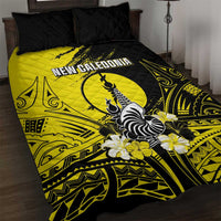 New Caledonia Day Quilt Bed Set Kanaky Flag Coat Of Arms Polynesian Pattern LT05 Yellow - Polynesian Pride