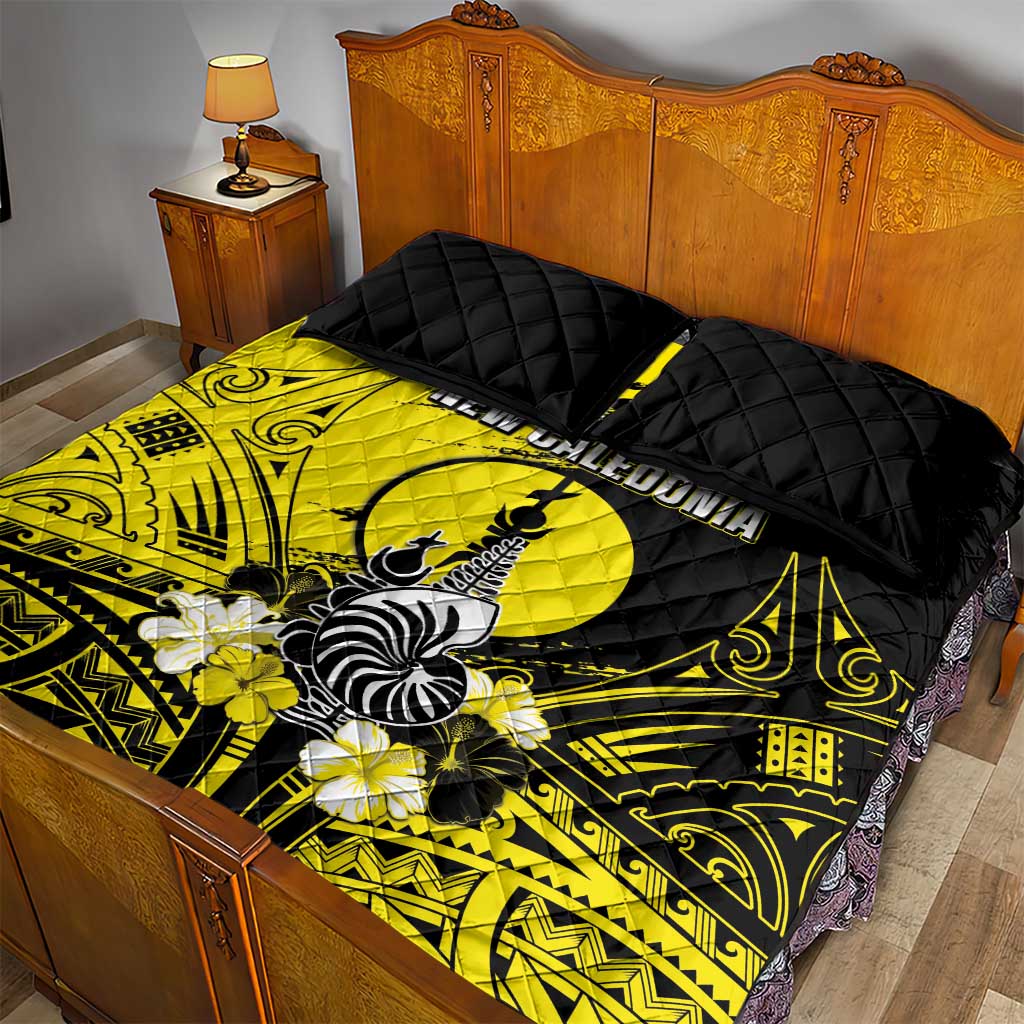 New Caledonia Day Quilt Bed Set Kanaky Flag Coat Of Arms Polynesian Pattern LT05 - Polynesian Pride