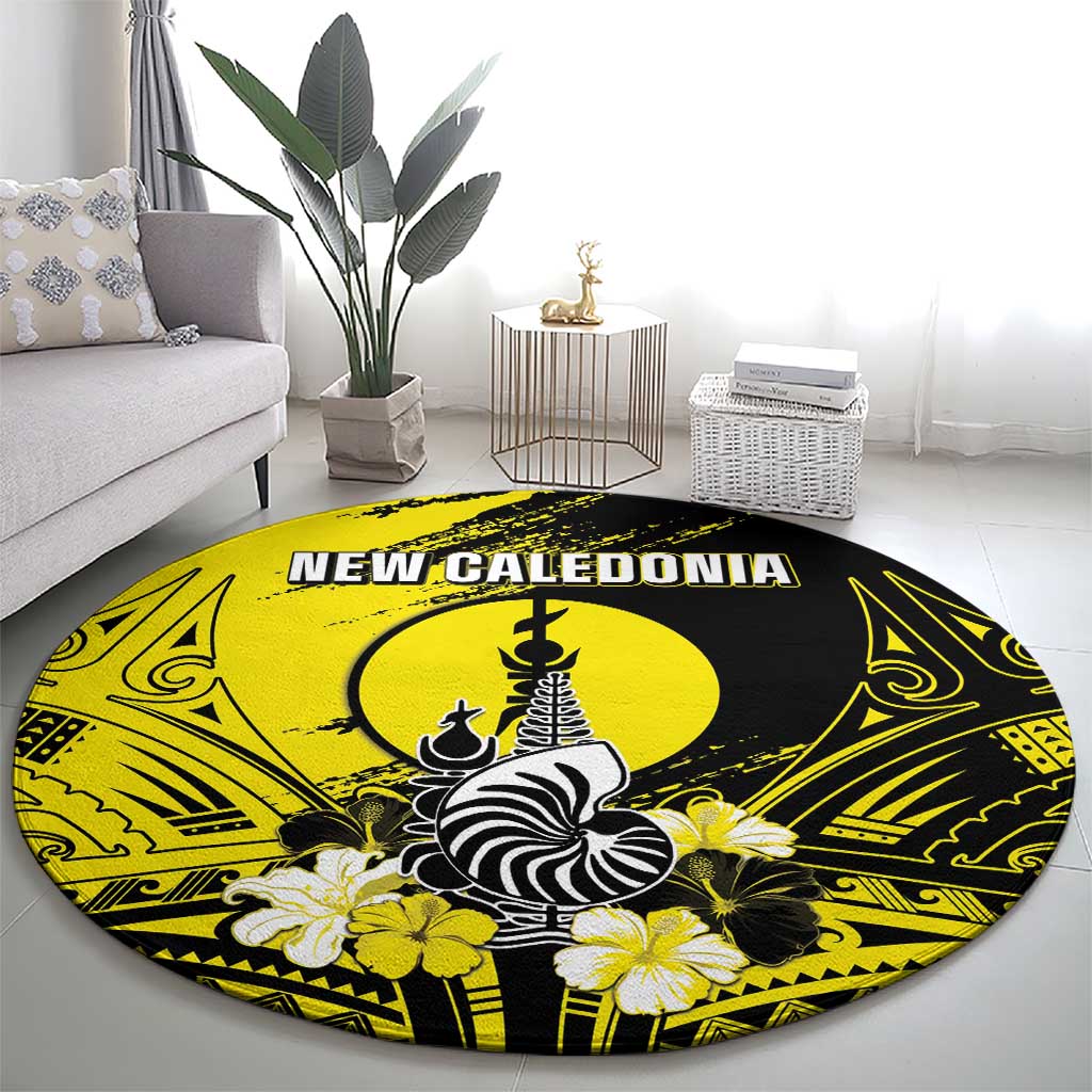New Caledonia Day Round Carpet Kanaky Flag Coat Of Arms Polynesian Pattern LT05 - Polynesian Pride
