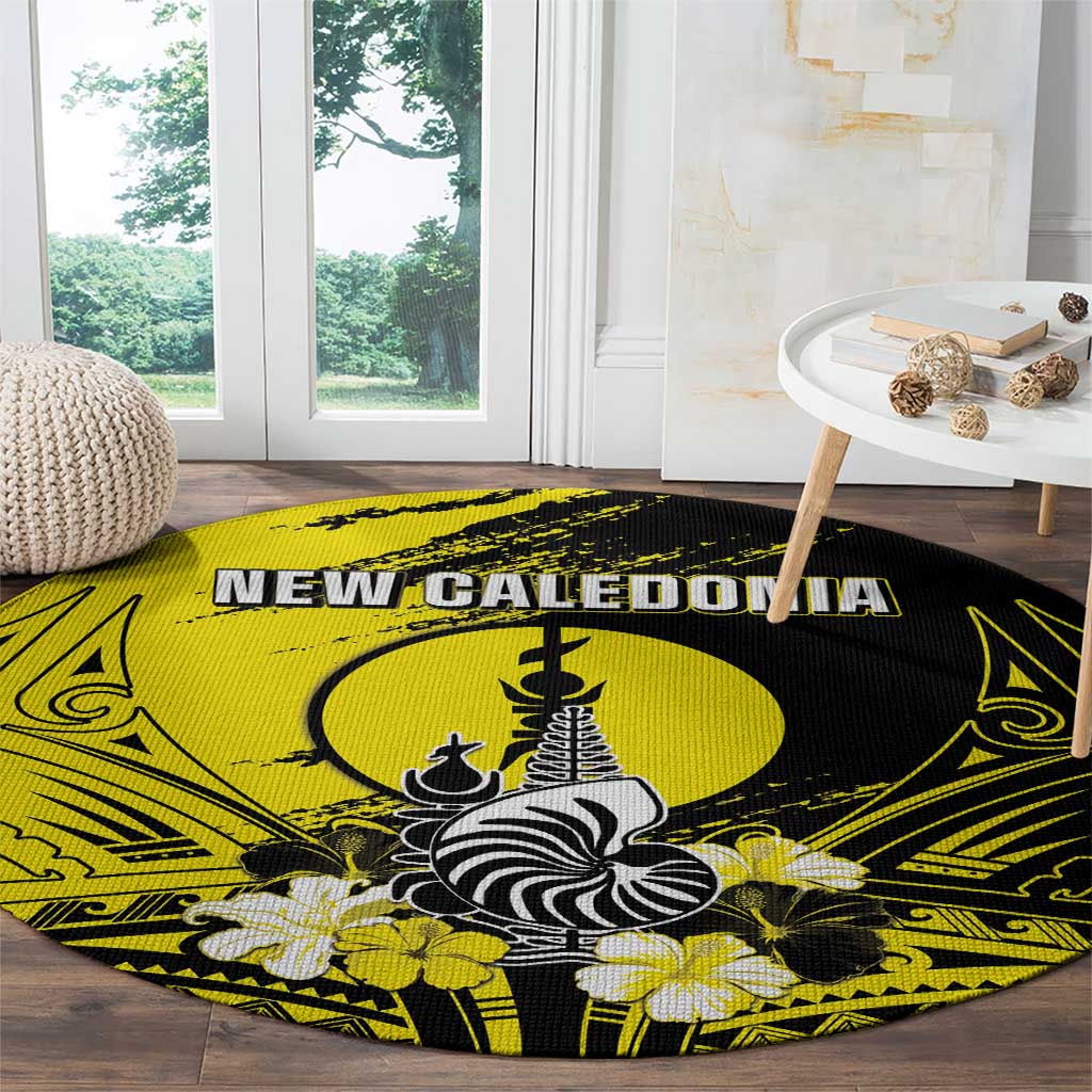 New Caledonia Day Round Carpet Kanaky Flag Coat Of Arms Polynesian Pattern LT05 - Polynesian Pride