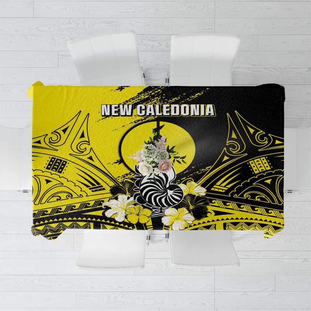 New Caledonia Day Tablecloth Kanaky Flag Coat Of Arms Polynesian Pattern LT05 Yellow - Polynesian Pride