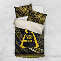 Polynesia Childhood Cancer Awareness Bedding Set You Are Stronger Than Cancer LT05 US Twin 172cm x 218cm Black - Polynesian Pride