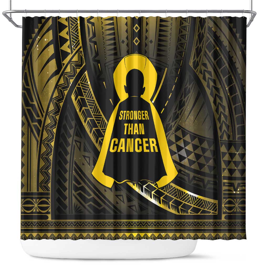 Polynesia Childhood Cancer Awareness Shower Curtain You Are Stronger Than Cancer