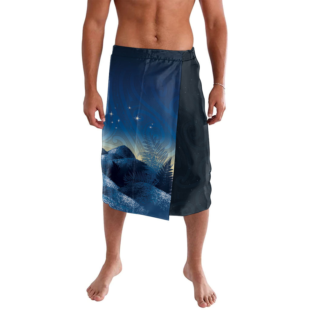 New Zealand Matariki Lavalava Maori Waka With Silver Fern LT05 Navy - Polynesian Pride