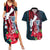 Guam Couples Matching Summer Maxi Dress and Hawaiian Shirt Latte Stone Mix Bougainvillea Polynesian Pattern LT05 Blue - Polynesian Pride