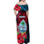 Guam Off Shoulder Maxi Dress Latte Stone Mix Bougainvillea Polynesian Pattern LT05 - Polynesian Pride