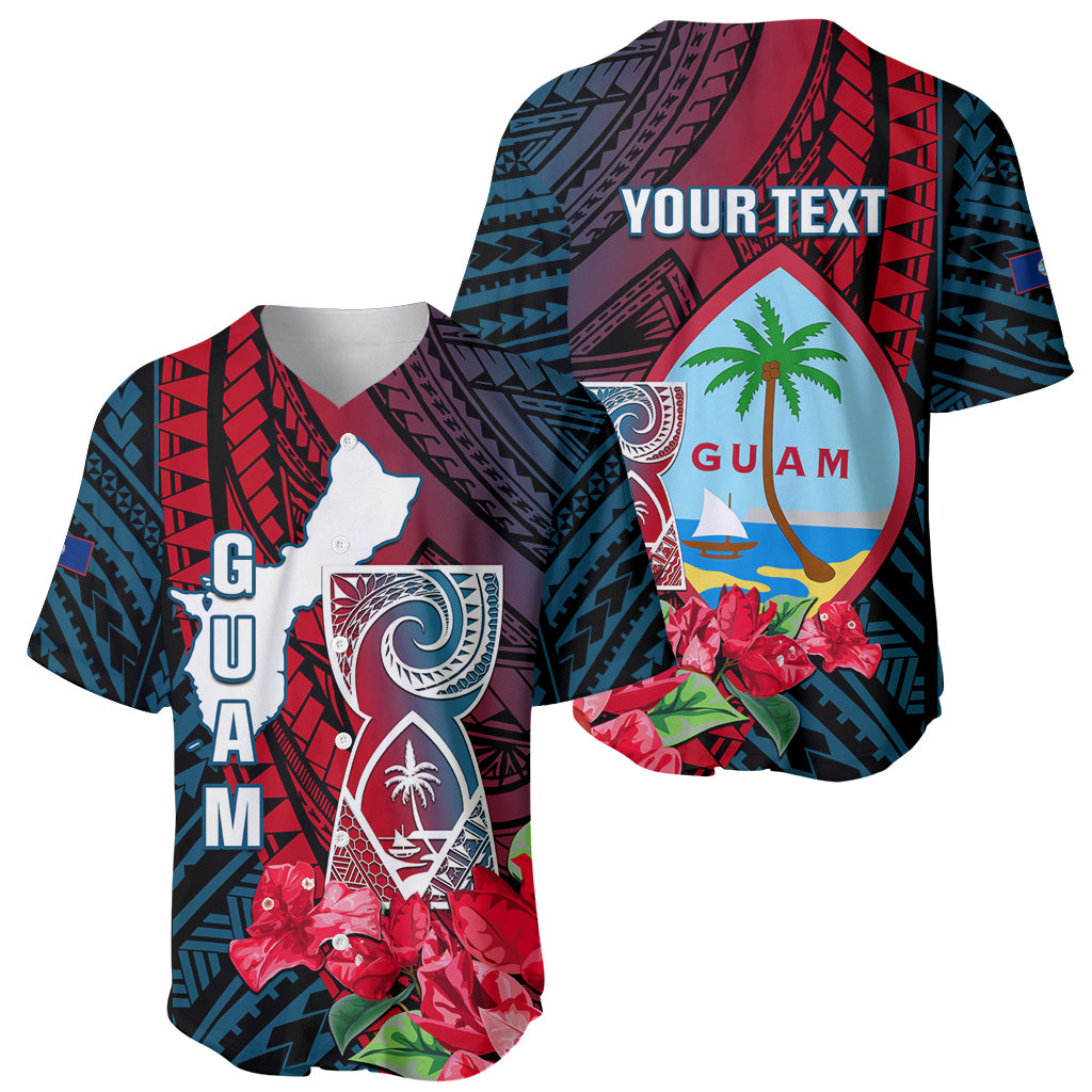 Personalized Guam Baseball Jersey Latte Stone Mix Bougainvillea Polynesian Pattern LT05 - Polynesian Pride