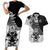 New Zealand Silver Fern Rugby Couples Matching Short Sleeve Bodycon Dress and Hawaiian Shirt World Cup 2023 Go Aotearoa Maori Pattern LT05 Black - Polynesian Pride