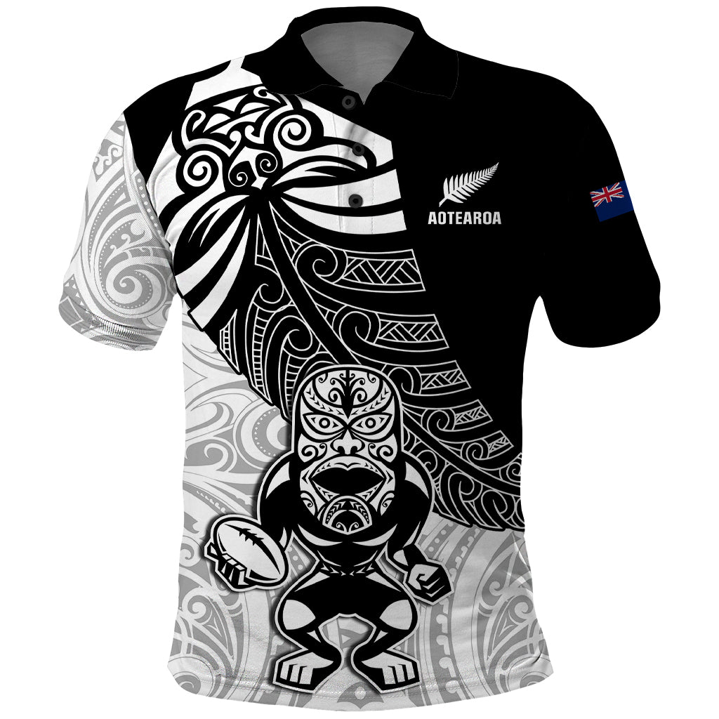 New Zealand Silver Fern Rugby Polo Shirt World Cup 2023 Go Aotearoa Maori Pattern LT05 Black - Polynesian Pride