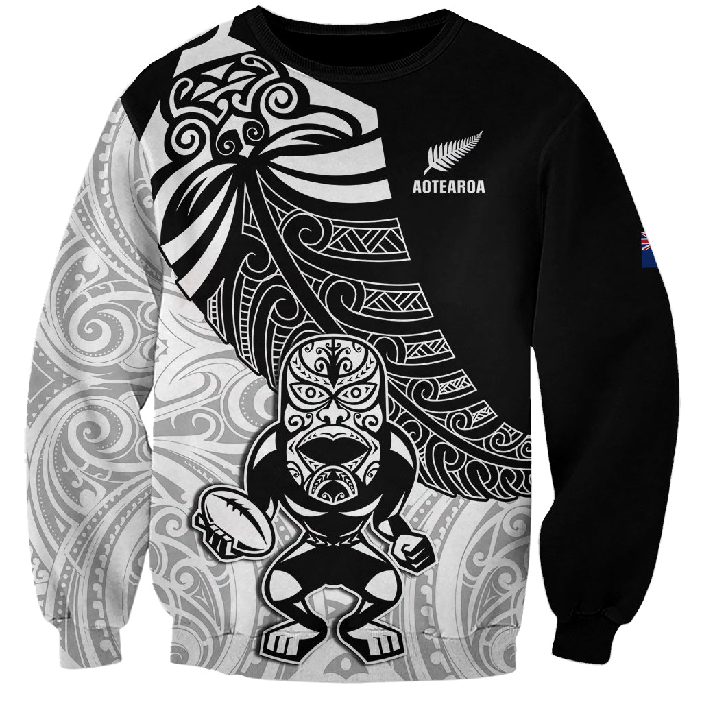 New Zealand Silver Fern Rugby Sweatshirt World Cup 2023 Go Aotearoa Maori Pattern LT05 Unisex Black - Polynesian Pride