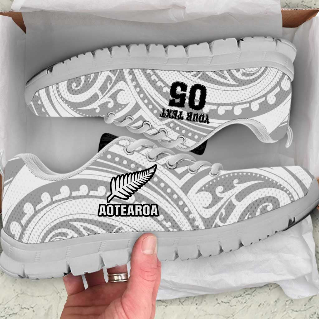 Custom New Zealand Fern Rugby Sneakers Go Aotearoa Maori Pattern LT05 White - Polynesian Pride