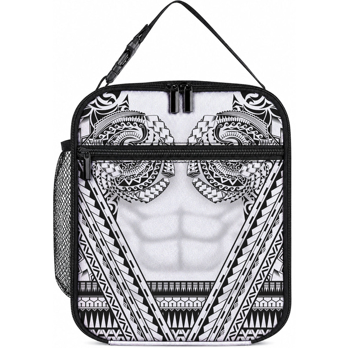 Polynesian Tattoo Inspired Cosplay Costume Lunch Bag Tribal Warrior White LT05 10.2 × 8.3 × 4.3 inch White - Polynesian Pride