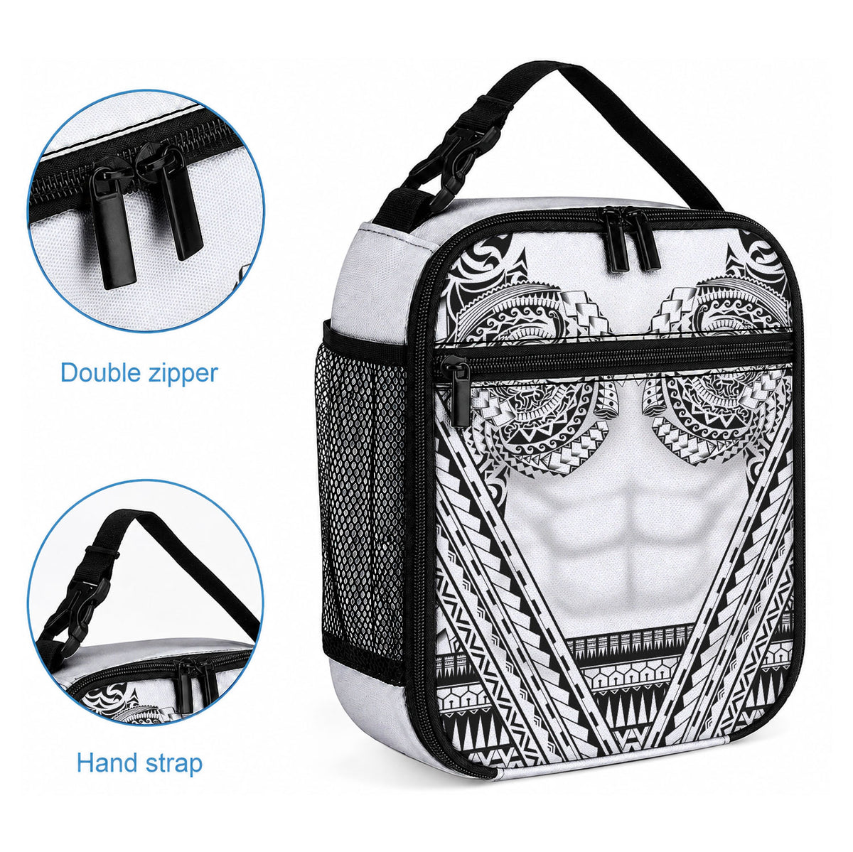 Polynesian Tattoo Inspired Cosplay Costume Lunch Bag Tribal Warrior White LT05 - Polynesian Pride