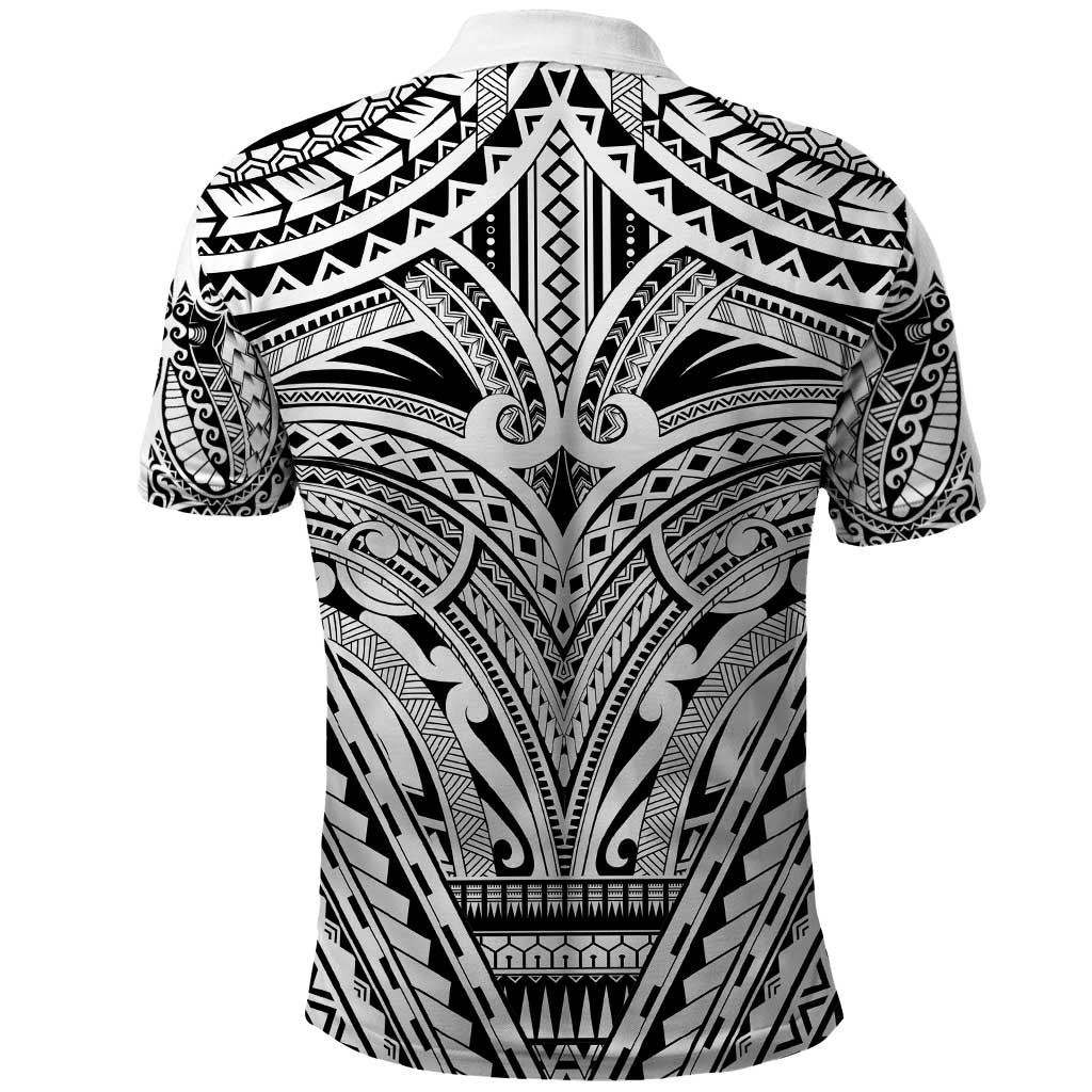 Polynesian Tattoo Inspired Cosplay Costume Polo Shirt Tribal Warrior White LT05 - Polynesian Pride