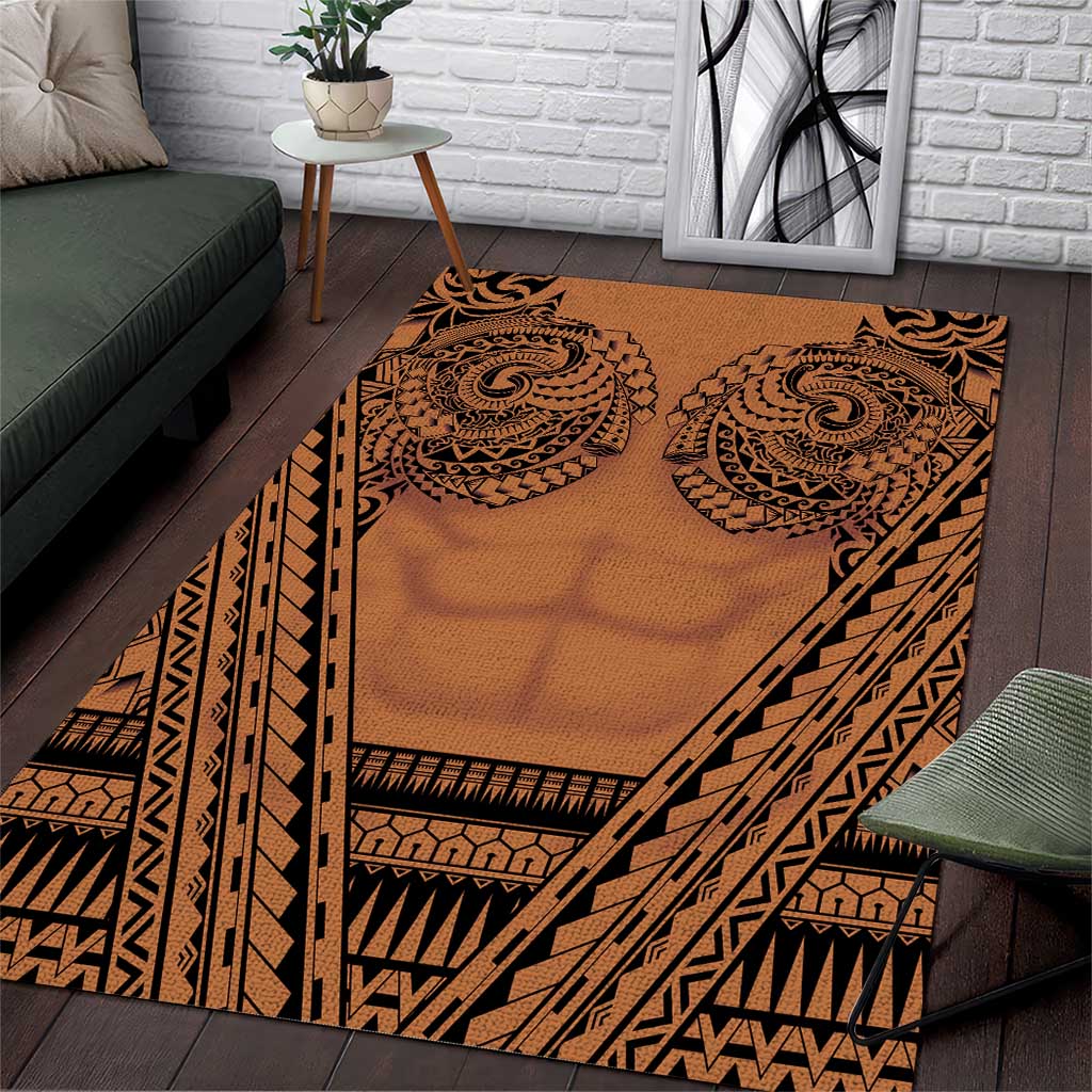 Polynesian Tattoo Inspired Cosplay Costume Area Rug Tribal Warrior LT05 Brown - Polynesian Pride