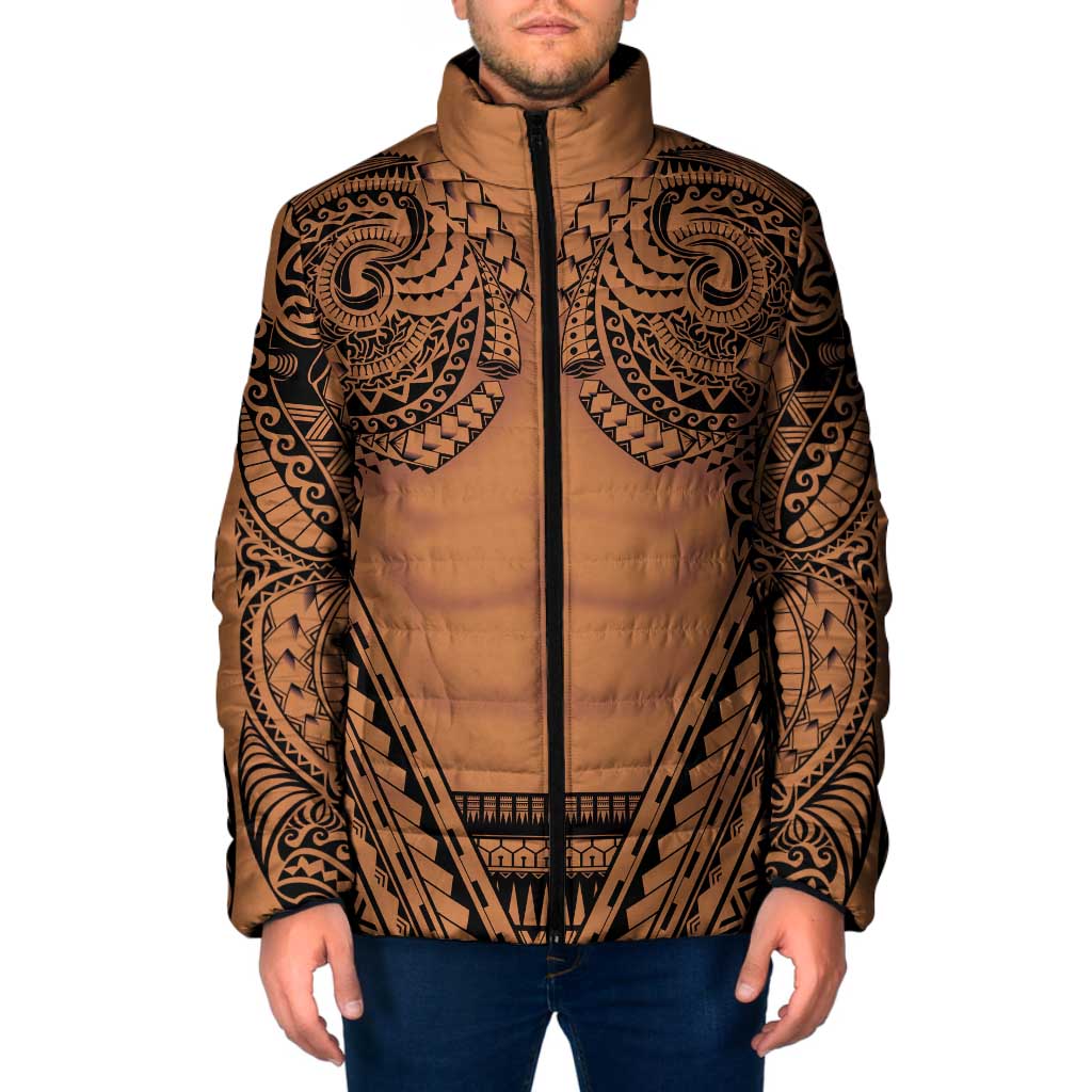 Polynesian Tattoo Inspired Cosplay Costume Padded Jacket Tribal Warrior LT05 Men Brown - Polynesian Pride