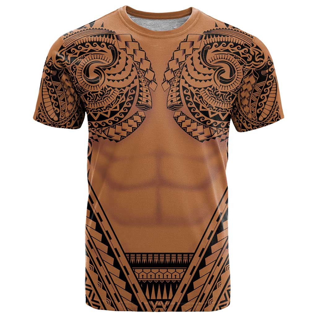 Polynesian Tattoo Inspired Cosplay Costume T Shirt Tribal Warrior LT05 Brown - Polynesian Pride