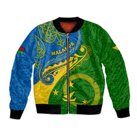 Malampa Day Bomber Jacket Sand Drawing Vanuatuan Pattern LT05 Unisex Green - Polynesian Pride