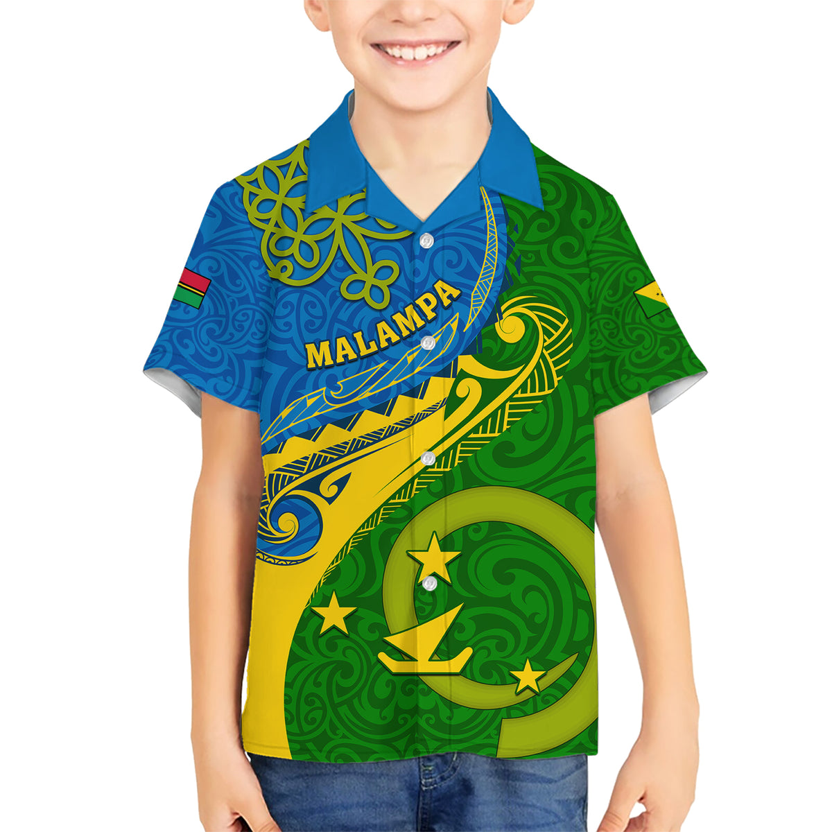 Malampa Day Kid Hawaiian Shirt Sand Drawing Vanuatuan Pattern LT05 Kid Green - Polynesian Pride