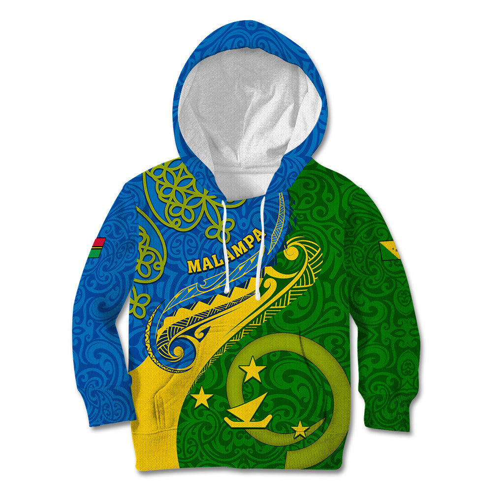 Malampa Day Kid Hoodie Sand Drawing Vanuatuan Pattern LT05 Hoodie Green - Polynesian Pride
