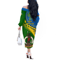 Malampa Day Off The Shoulder Long Sleeve Dress Sand Drawing Vanuatuan Pattern LT05 - Polynesian Pride