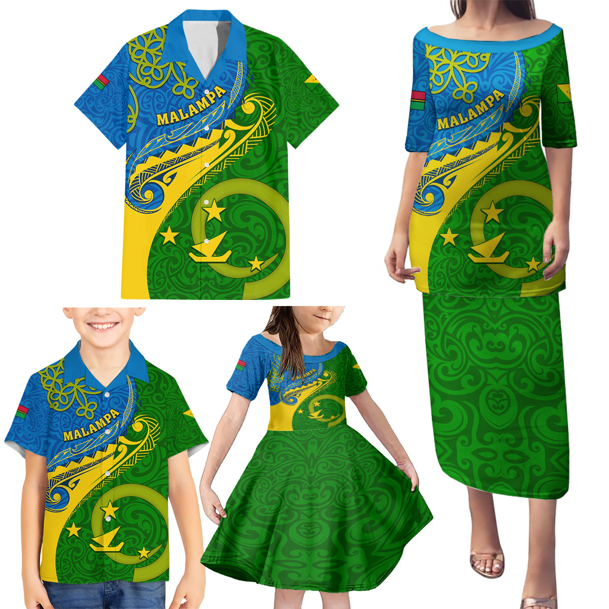 Personalized Malampa Day Family Matching Puletasi Dress and Hawaiian Shirt Sand Drawing Vanuatuan Pattern LT05 - Polynesian Pride