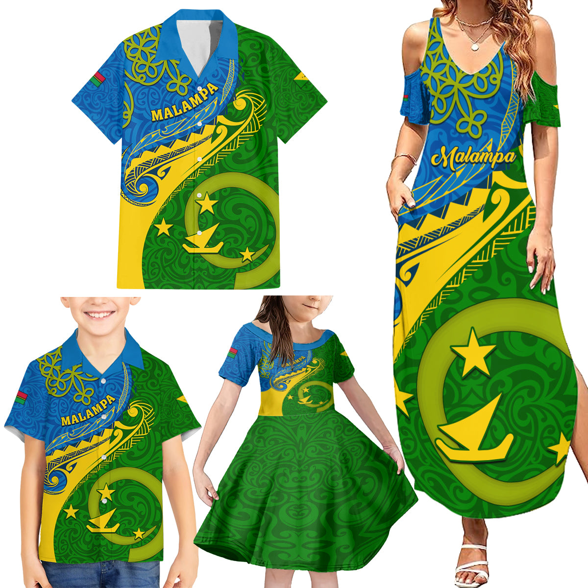 Personalized Malampa Day Family Matching Summer Maxi Dress and Hawaiian Shirt Sand Drawing Vanuatuan Pattern LT05 - Polynesian Pride