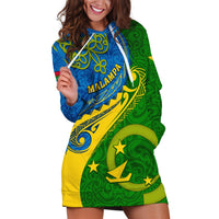 Personalized Malampa Day Hoodie Dress Sand Drawing Vanuatuan Pattern LT05 Green - Polynesian Pride