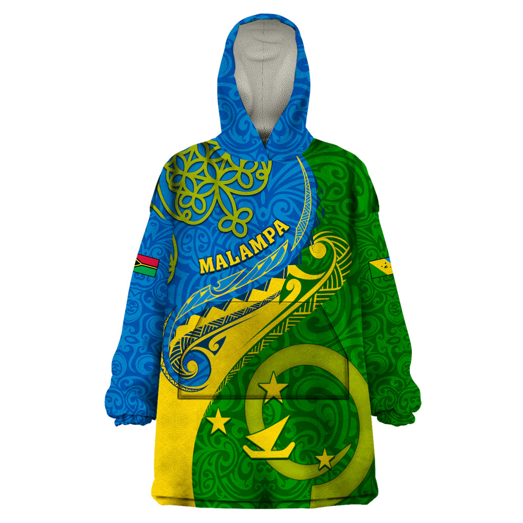 Personalized Malampa Day Wearable Blanket Hoodie Sand Drawing Vanuatuan Pattern LT05 One Size Green - Polynesian Pride
