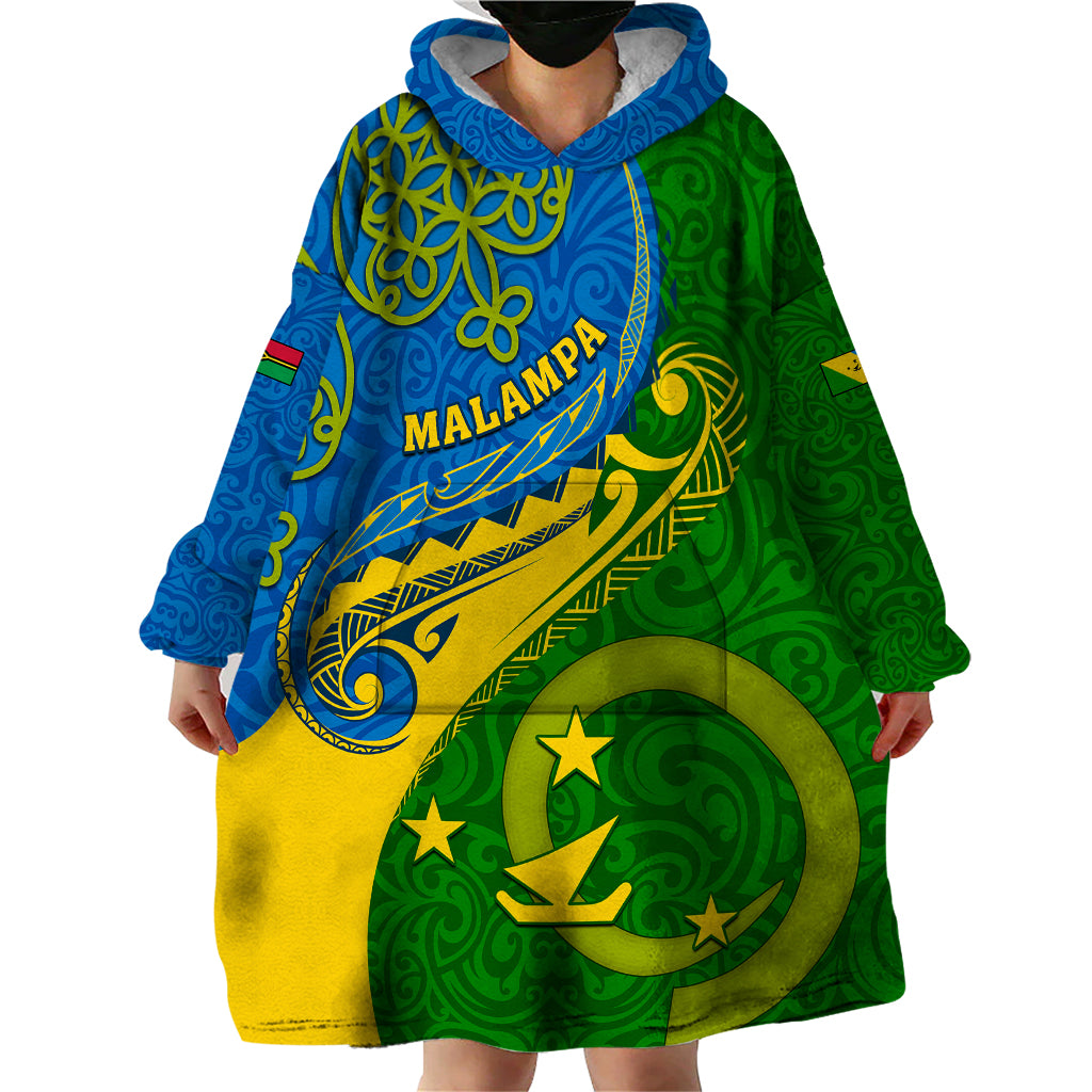 Personalized Malampa Day Wearable Blanket Hoodie Sand Drawing Vanuatuan Pattern LT05 - Polynesian Pride