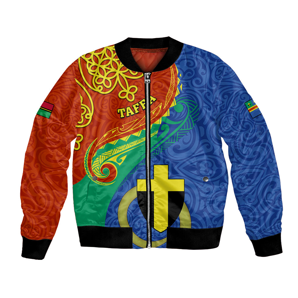 Tafea Day Bomber Jacket Sand Drawing Vanuatuan Pattern LT05 Unisex Blue - Polynesian Pride