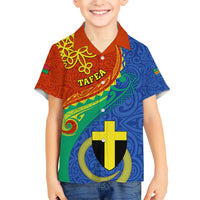 Tafea Day Kid Hawaiian Shirt Sand Drawing Vanuatuan Pattern LT05 Kid Blue - Polynesian Pride