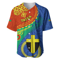 Personalized Tafea Day Baseball Jersey Sand Drawing Vanuatuan Pattern LT05 Blue - Polynesian Pride