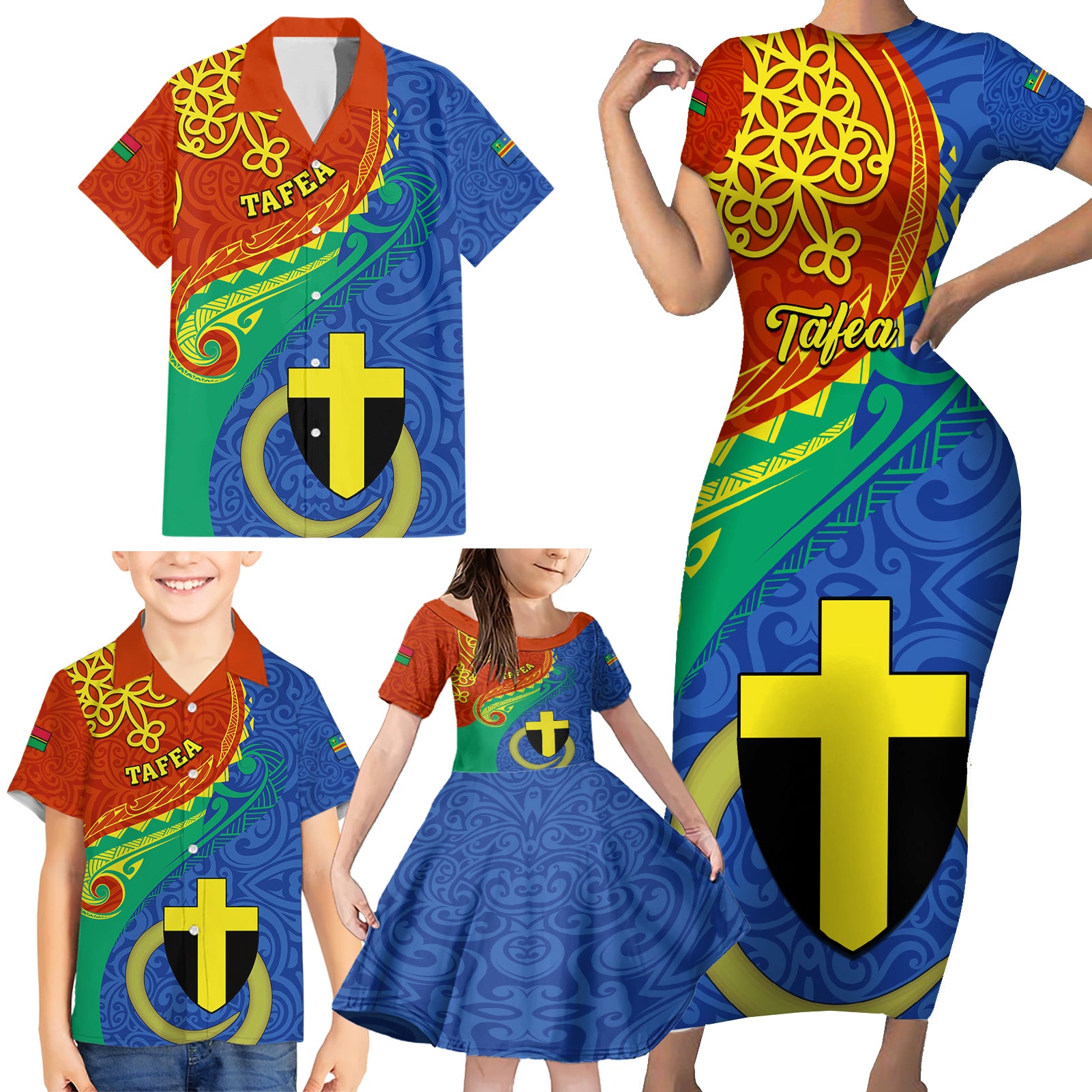 Personalized Tafea Day Family Matching Short Sleeve Bodycon Dress and Hawaiian Shirt Sand Drawing Vanuatuan Pattern LT05 - Polynesian Pride