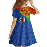 Personalized Tafea Day Kid Short Sleeve Dress Sand Drawing Vanuatuan Pattern LT05 - Polynesian Pride