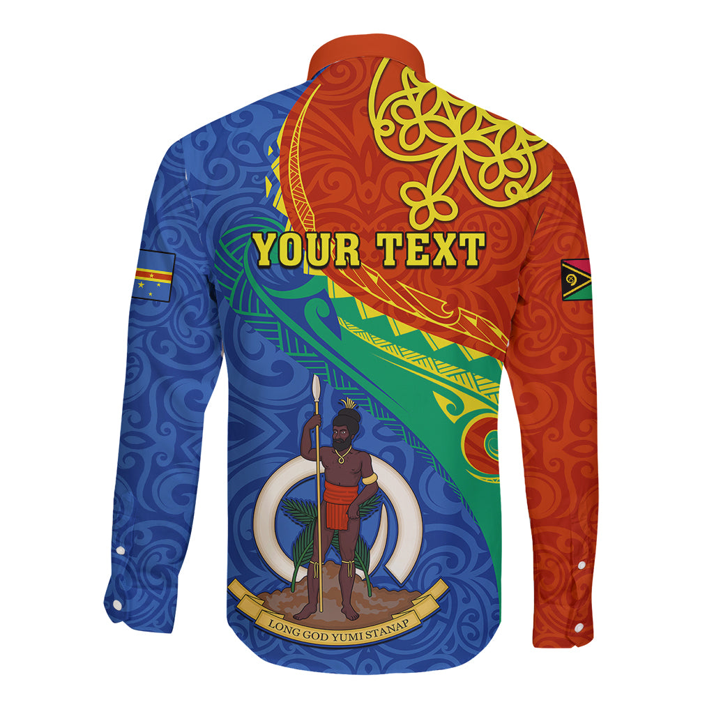 Personalized Tafea Day Long Sleeve Button Shirt Sand Drawing Vanuatuan Pattern LT05 - Polynesian Pride